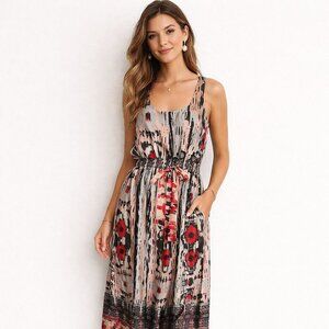 Eclair Multicolor Ikat Print Sleeveless Maxi Dress -  Size S